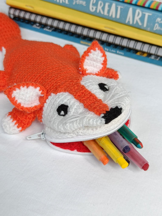 Fox Crochet Pencil Case