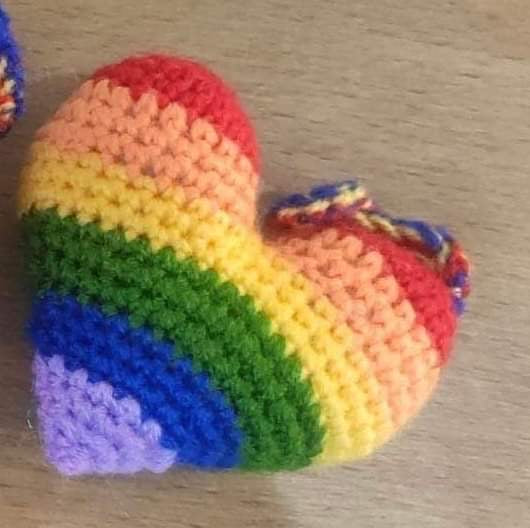 Crochet Rainbow Heart Keyring Accessory