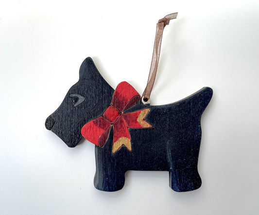 Hand Painted Traditional Scottie Dog, Scottish Terrier - Hanging Ornament