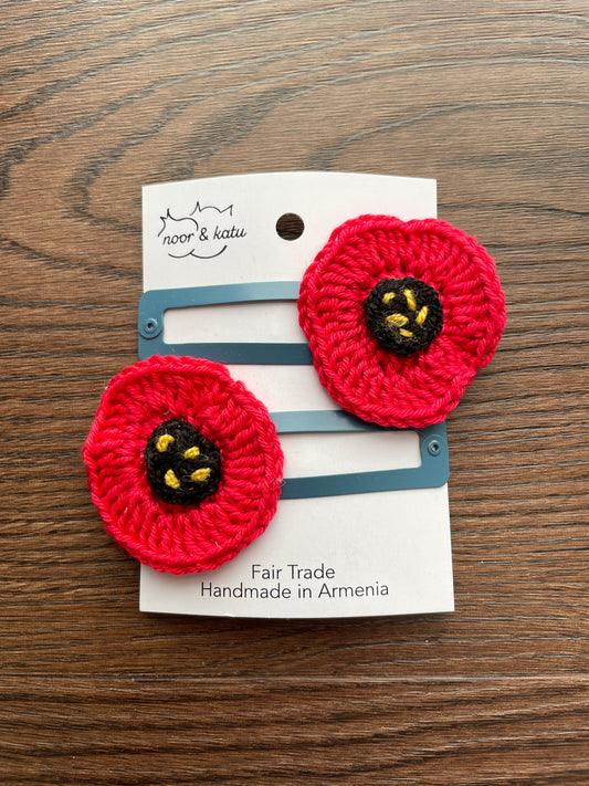 Poppy Hair Clips, Set of 2, Remembrance Day