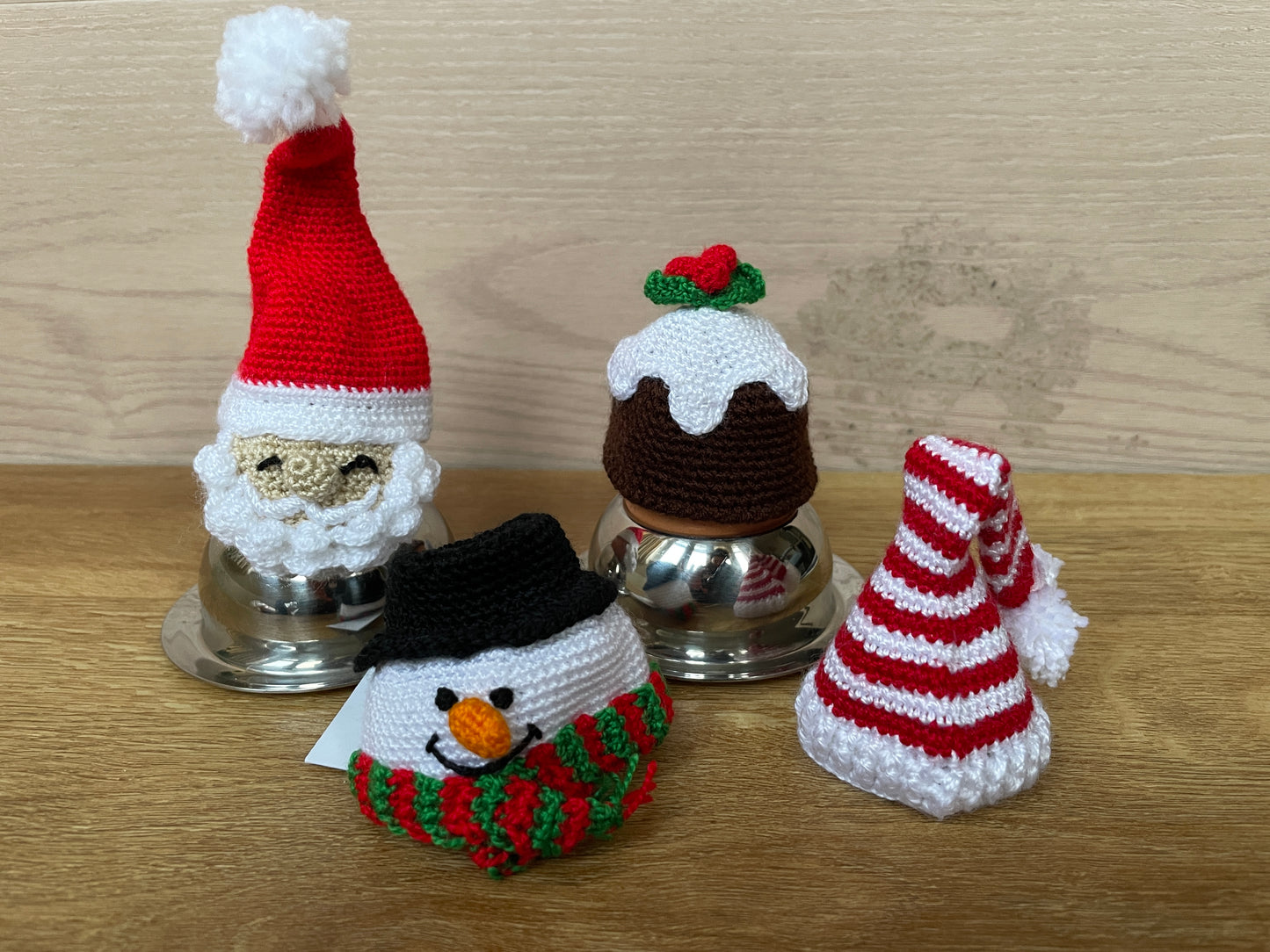 Christmas Holiday Crochet Egg Cosy Sets - Santa, Snowman, Reindeer, Christmas Pudding and More!