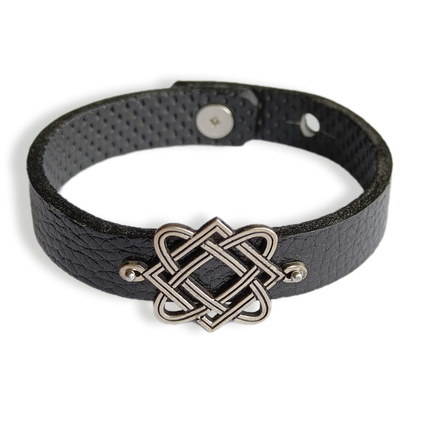 Large Celtic Knot, 925 Sterling Silver & Leather Bracelet