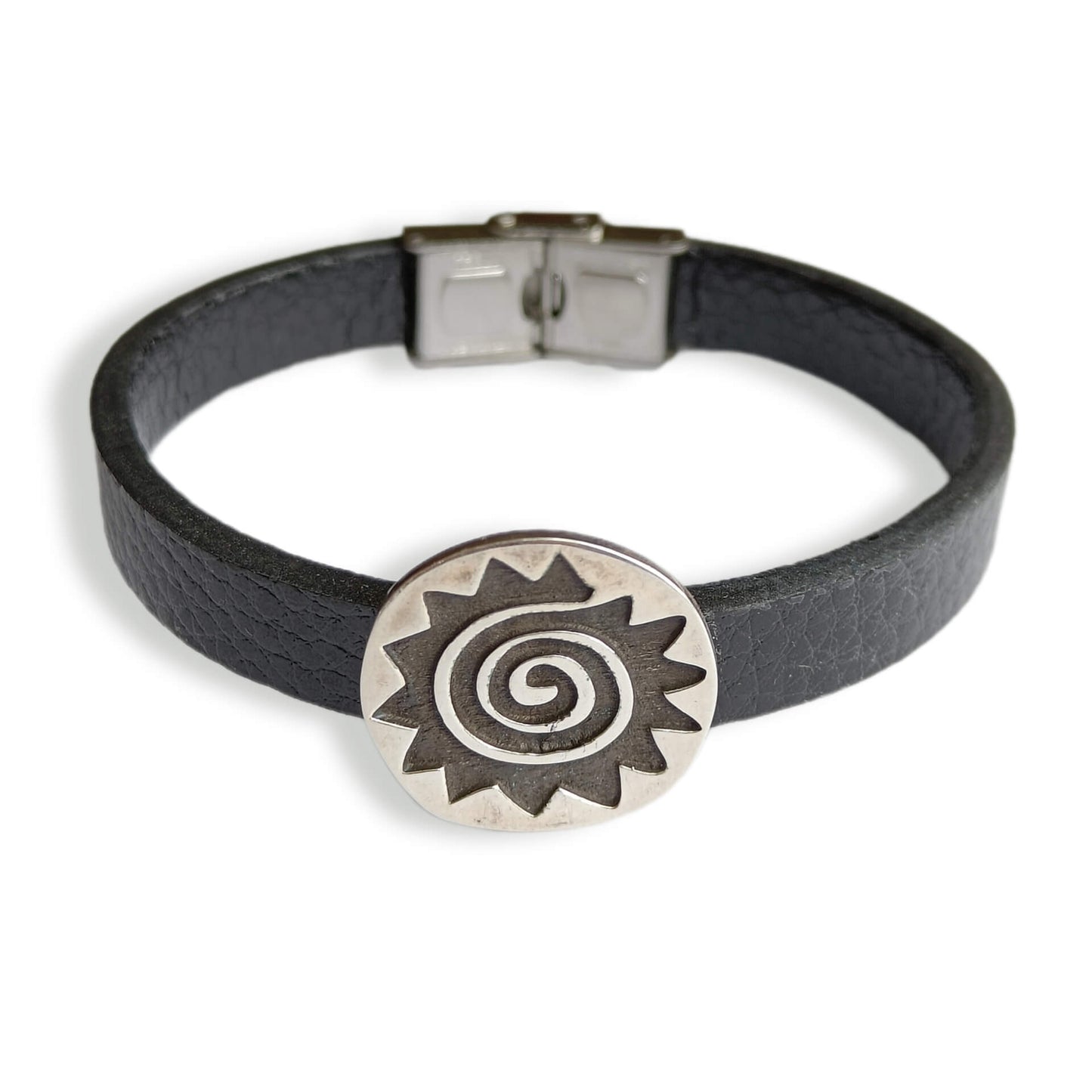 Eternity Sun, 925 Sterling Silver & Leather Bracelet