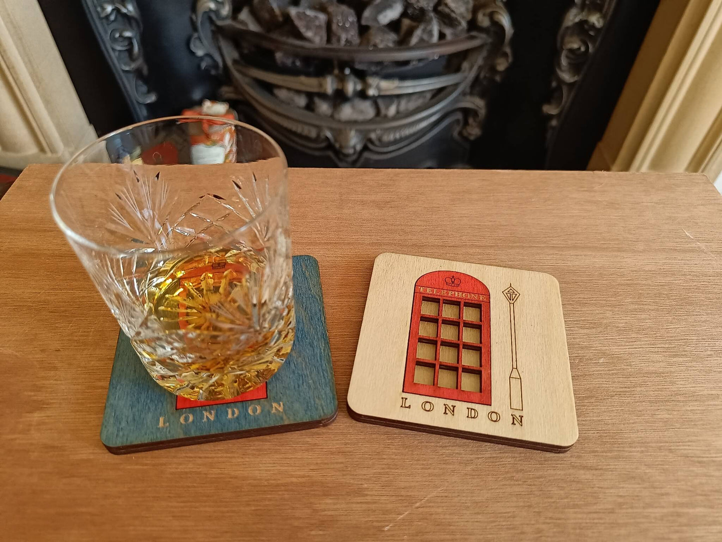 Traditional British Telephone Box and Lamp Coaster