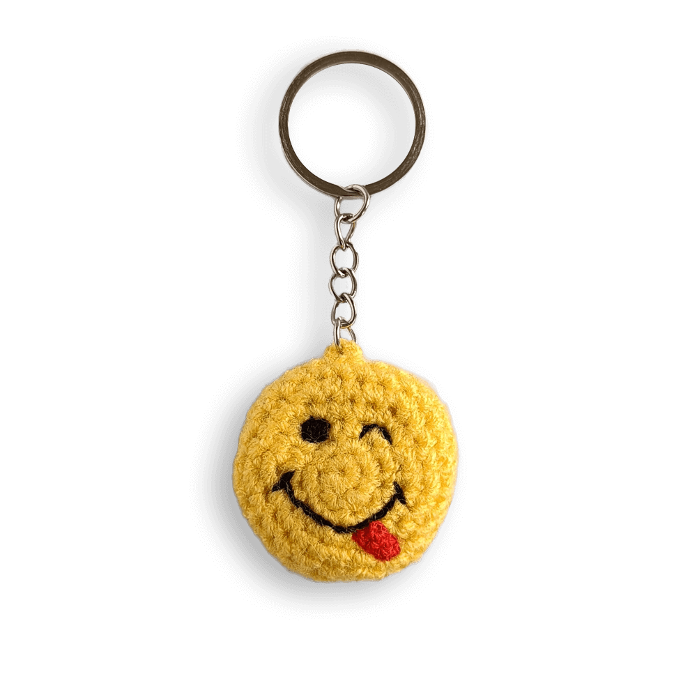 Winking Smiley Face with Tongue Emoji Keychain Accessory at