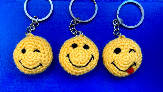 Winking Smiley Face Emoji Keychain Accessory
