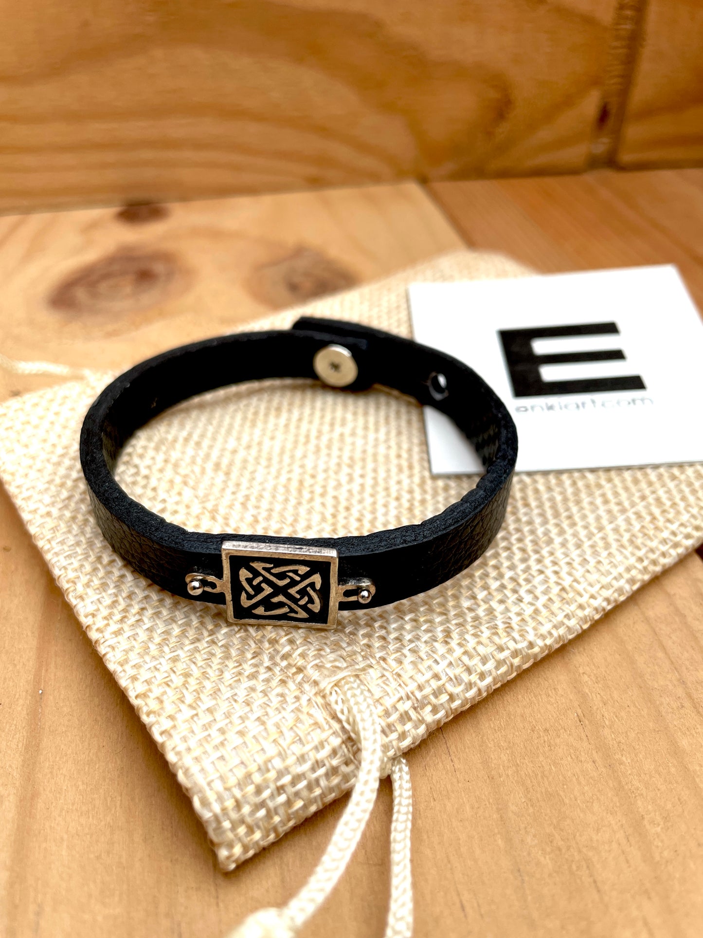 Celtic Knot 925 Sterling Silver & Leather Bracelet