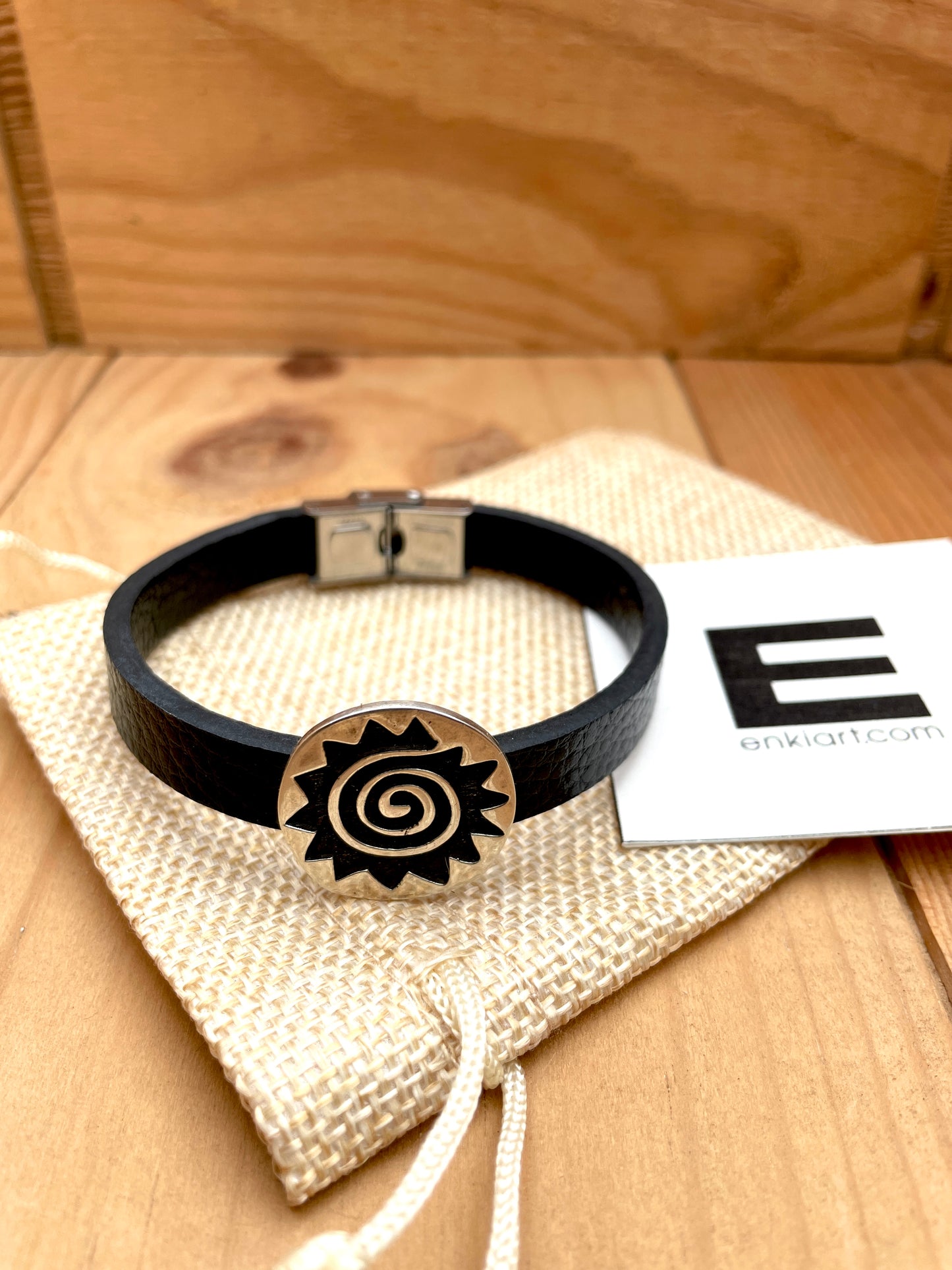 Eternity Sun, 925 Sterling Silver & Leather Bracelet