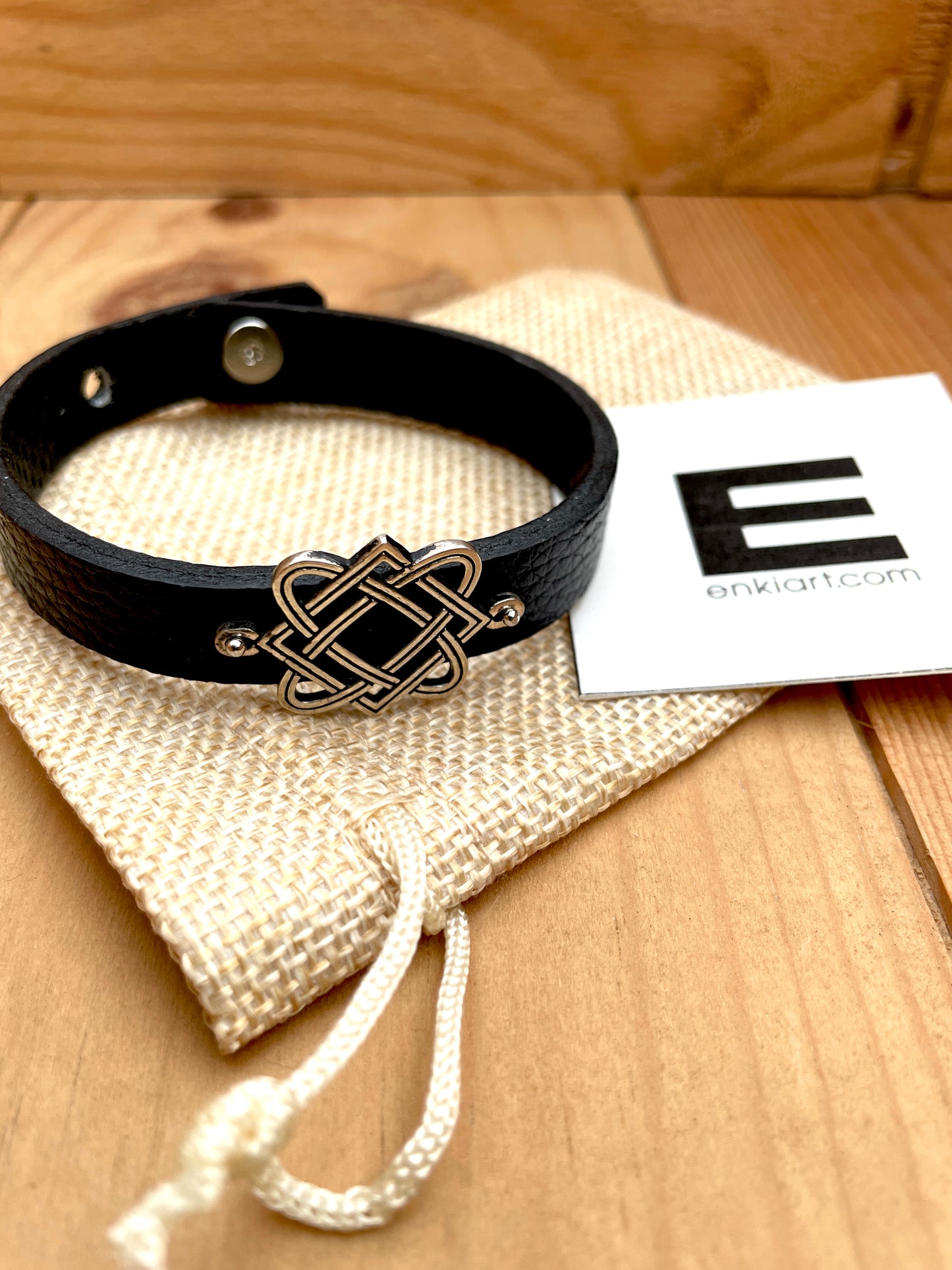 Large Celtic Knot, 925 Sterling Silver & Leather Bracelet