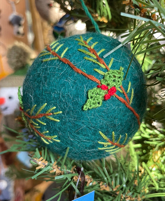 Pine Branch Felt Baubles