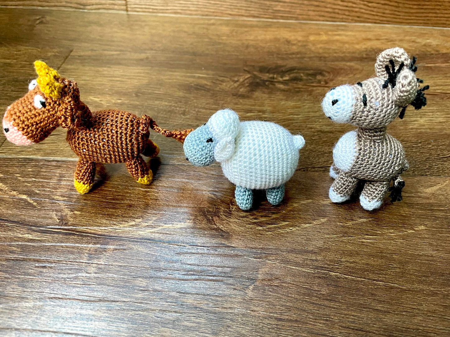 Crochet Christmas Nativity Scene Set with Wood Manger