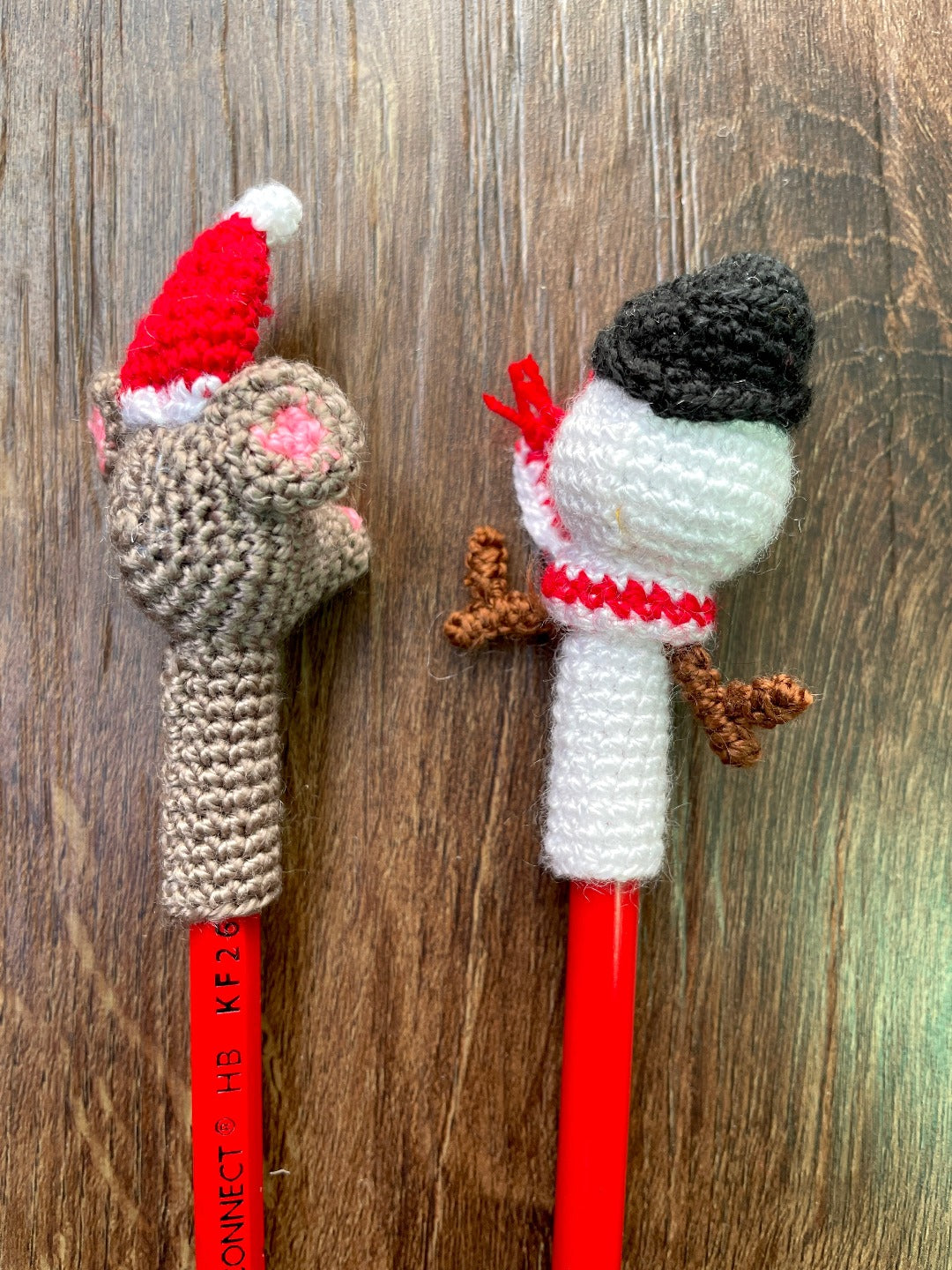 Snowman and Santa Mouse Pencil Toppers