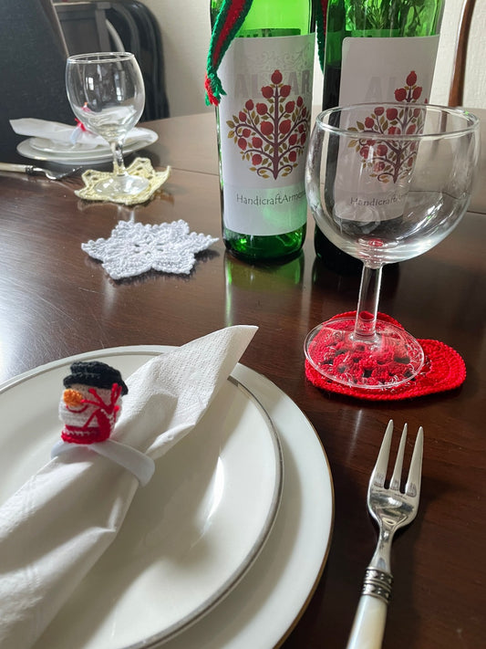 Crochet Christmas Coasters, Set of 4