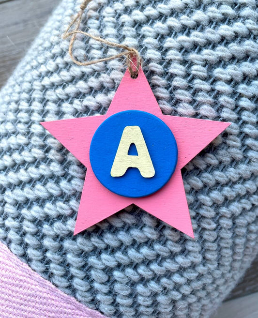 Latin Alphabet Stars Hand Painted Decorative Ornaments or Gift Tags