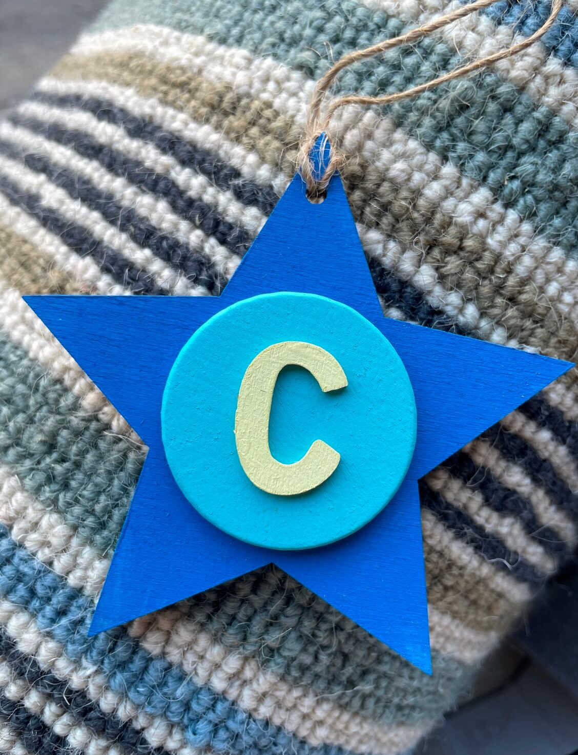 Latin Alphabet Stars Hand Painted Decorative Ornaments or Gift Tags