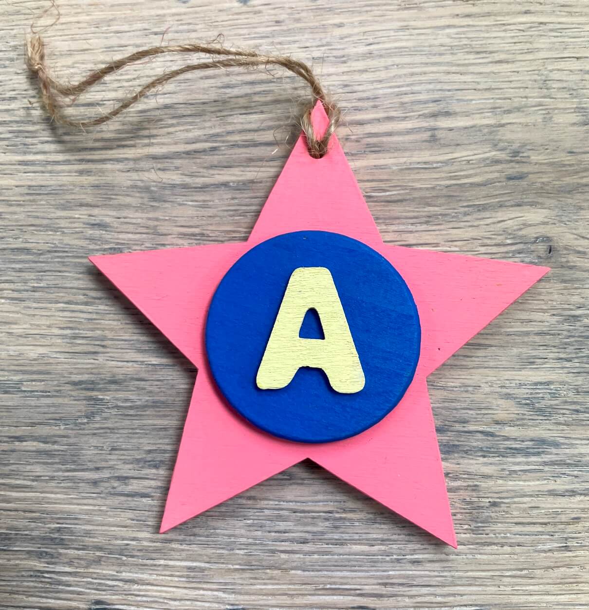 Latin Alphabet Stars Hand Painted Decorative Ornaments or Gift Tags