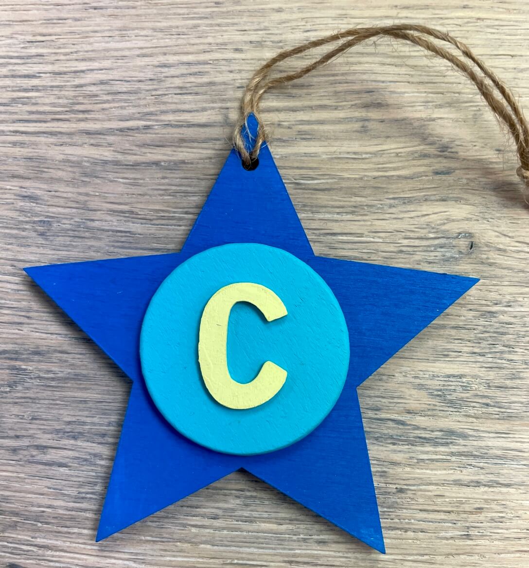 Latin Alphabet Stars Hand Painted Decorative Ornaments or Gift Tags