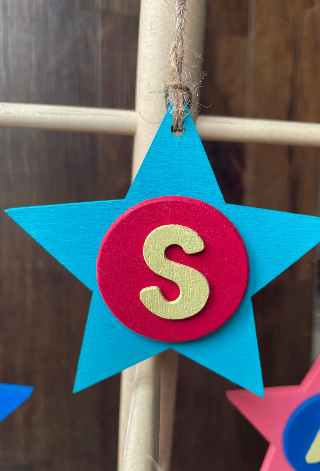 Latin Alphabet Stars Hand Painted Decorative Ornaments or Gift Tags