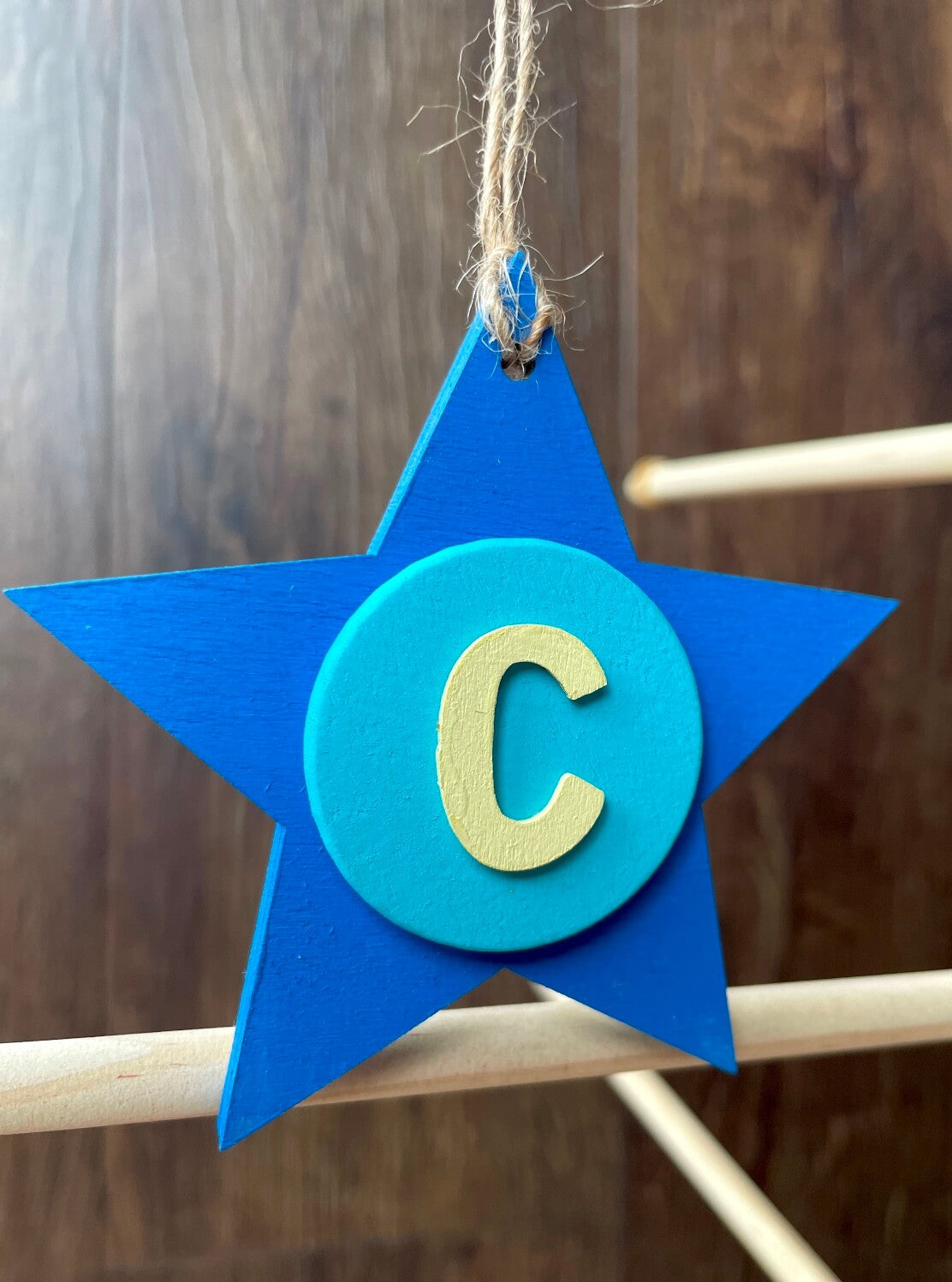 Latin Alphabet Stars Hand Painted Decorative Ornaments or Gift Tags