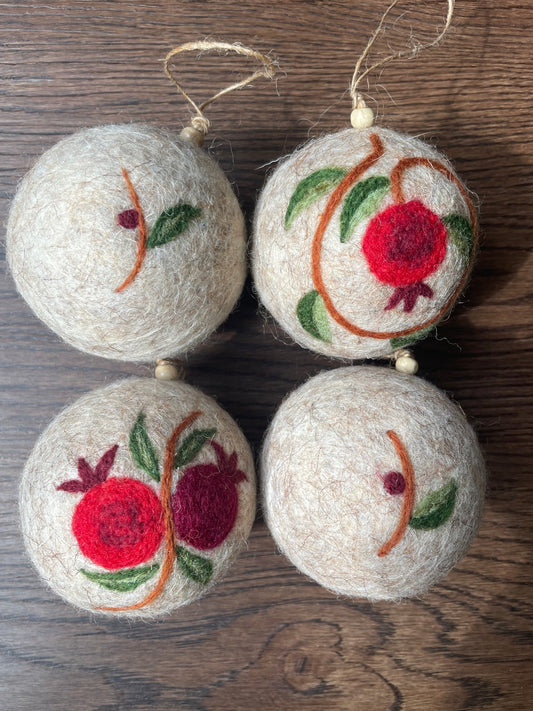 Pomegranate Swirl and Duo Felt Baubles