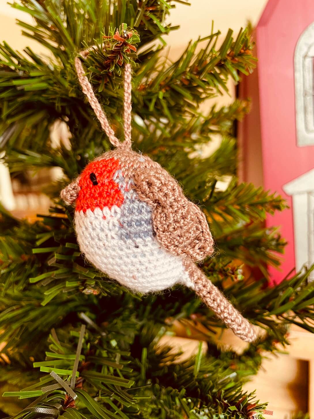 Mini Crochet Hanging Robin Ornament