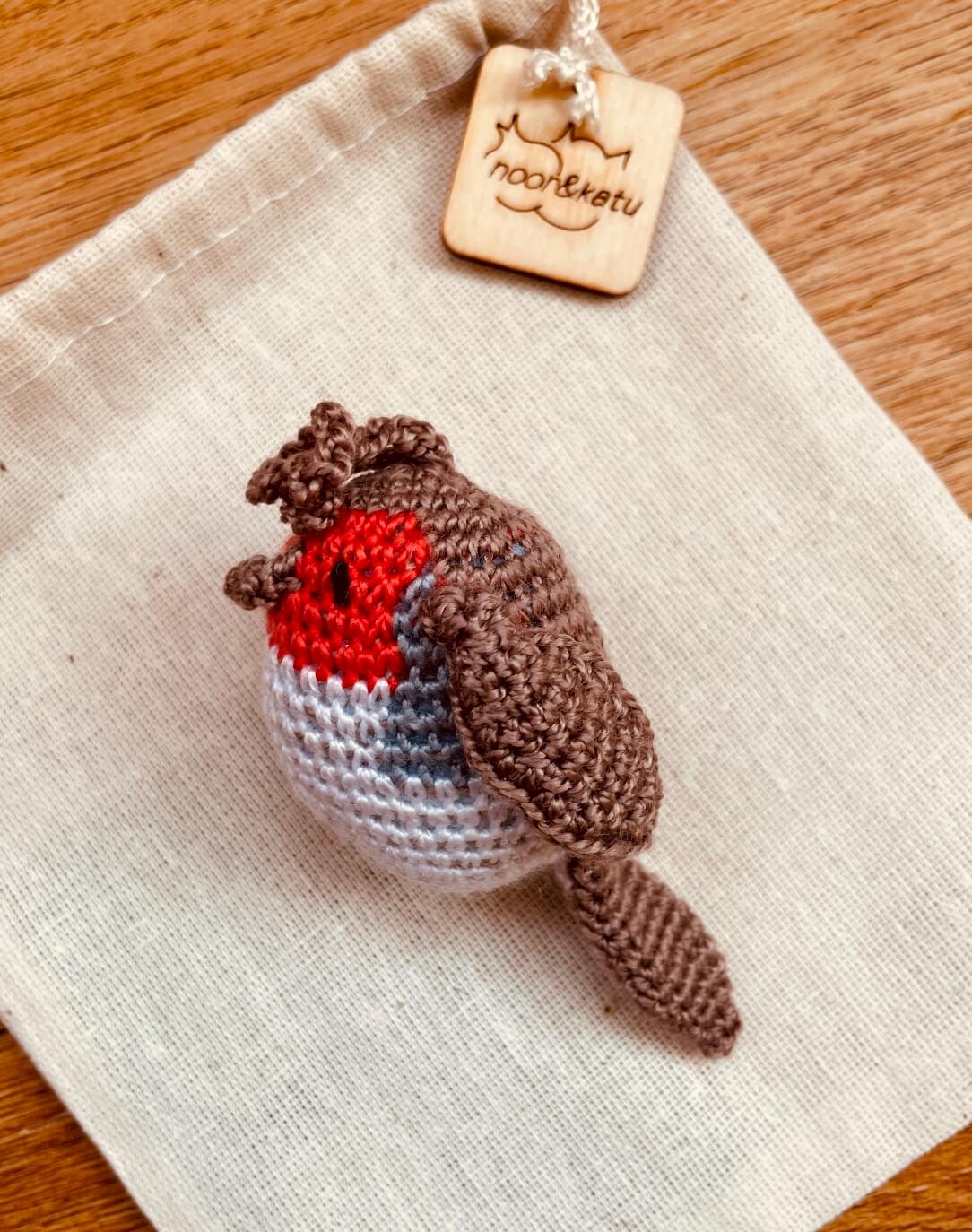 Mini Crochet Hanging Robin Ornament