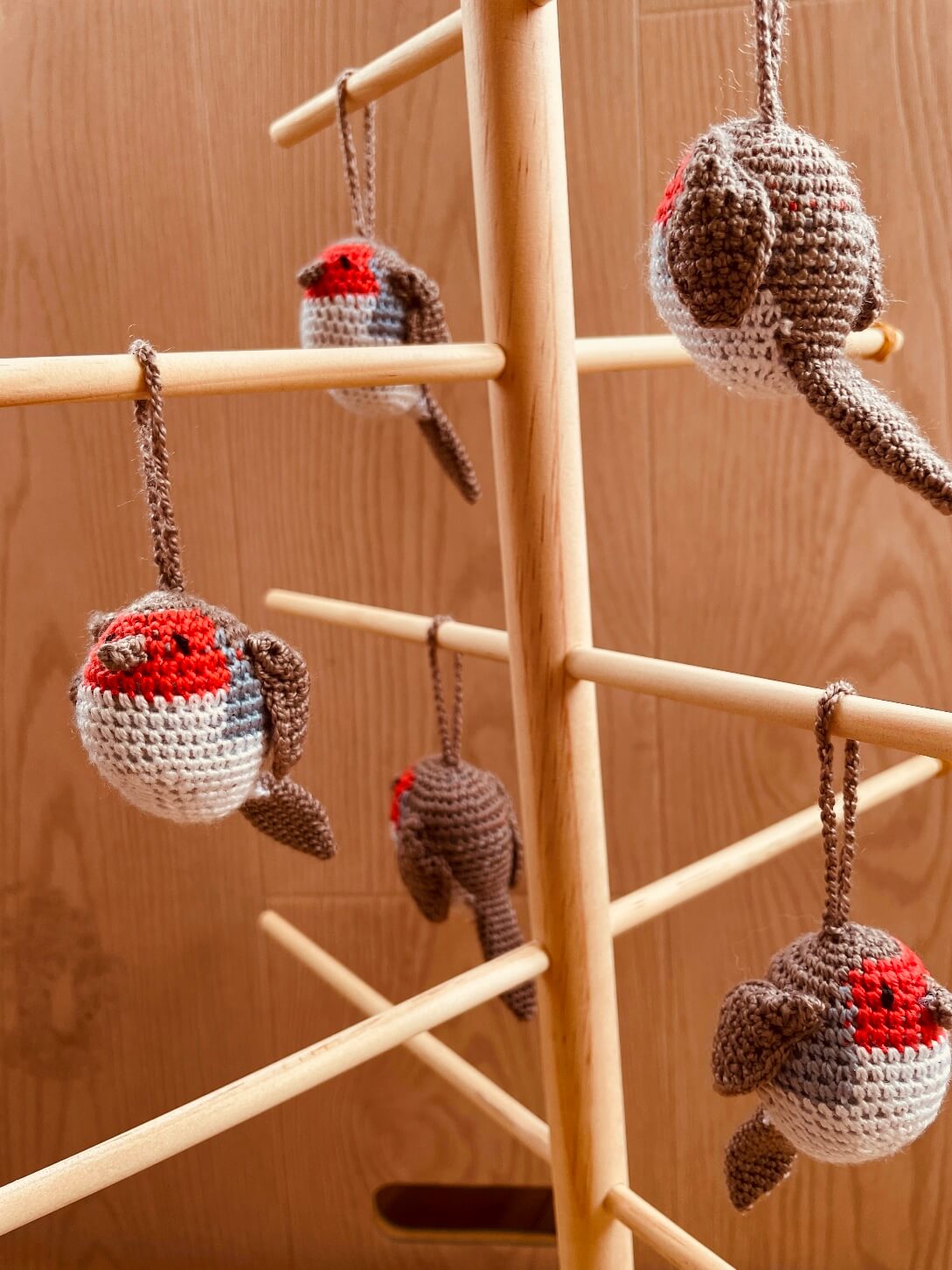 Mini Crochet Hanging Robin Ornament