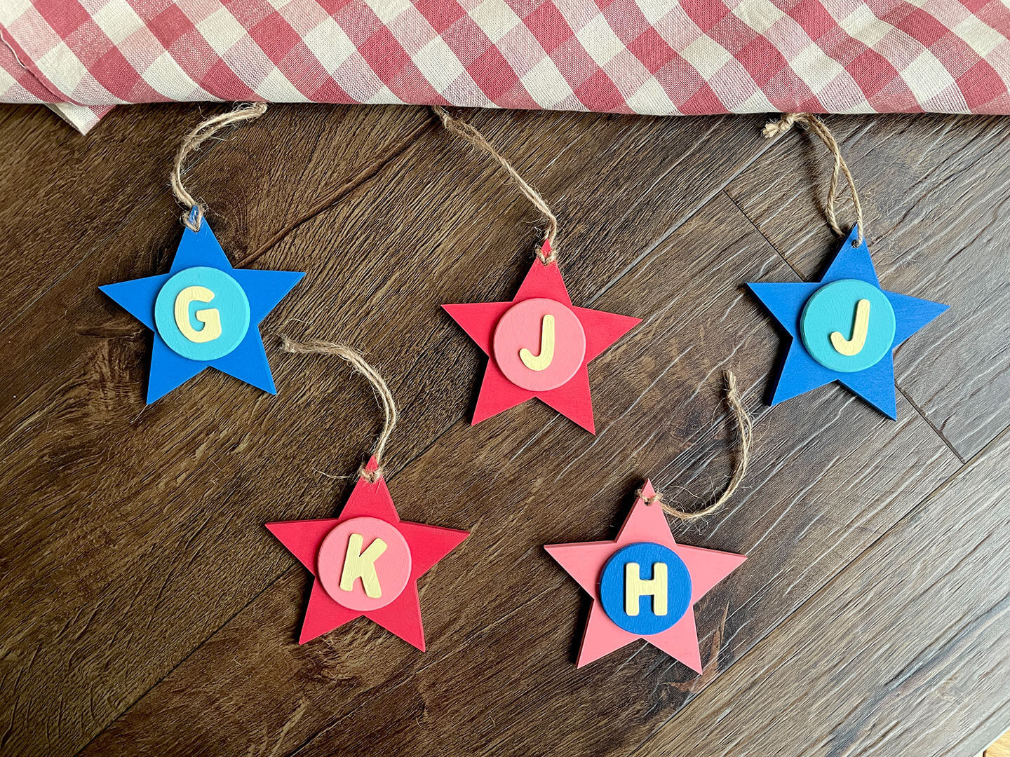 Latin Alphabet Stars Hand Painted Decorative Ornaments or Gift Tags