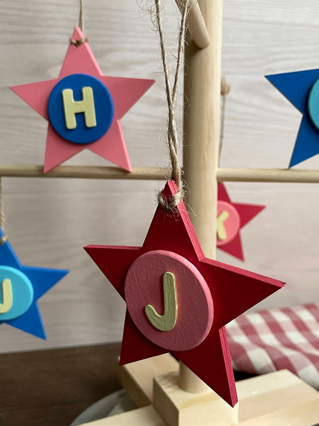 Latin Alphabet Stars Hand Painted Decorative Ornaments or Gift Tags