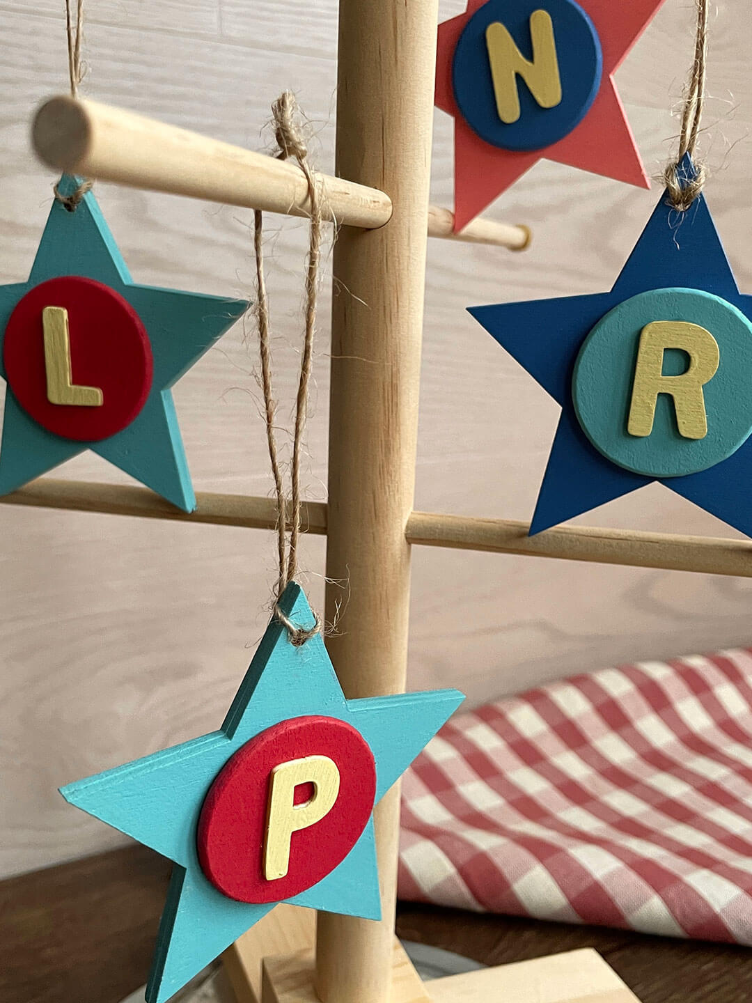 Latin Alphabet Stars Hand Painted Decorative Ornaments or Gift Tags