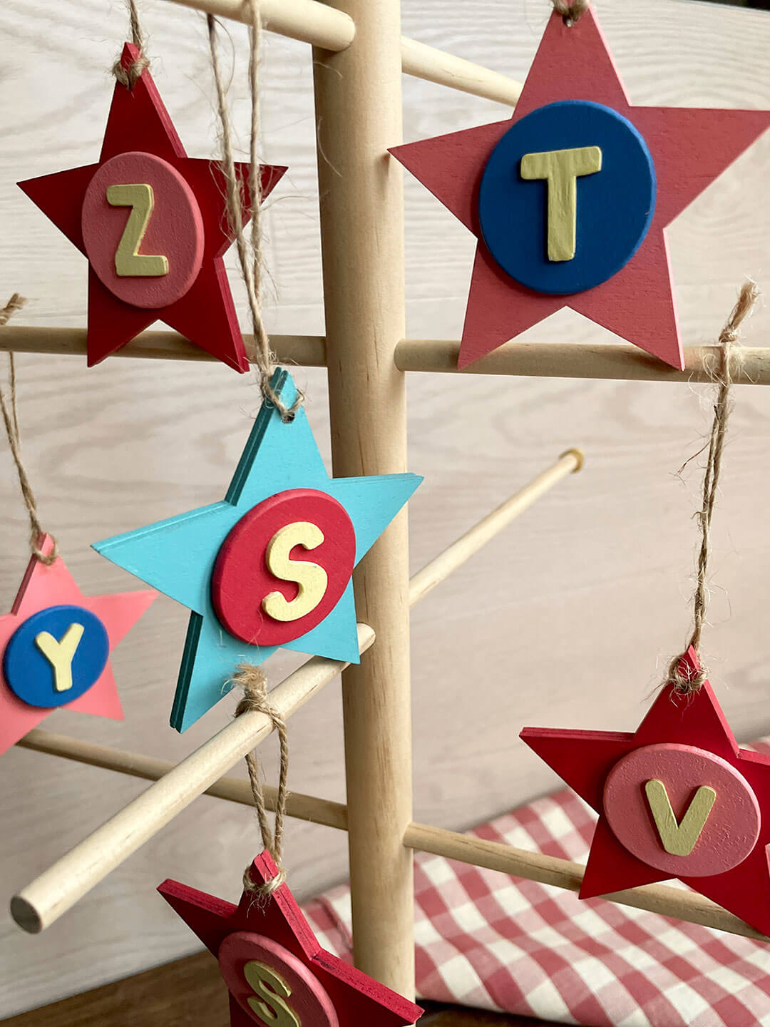 Latin Alphabet Stars Hand Painted Decorative Ornaments or Gift Tags