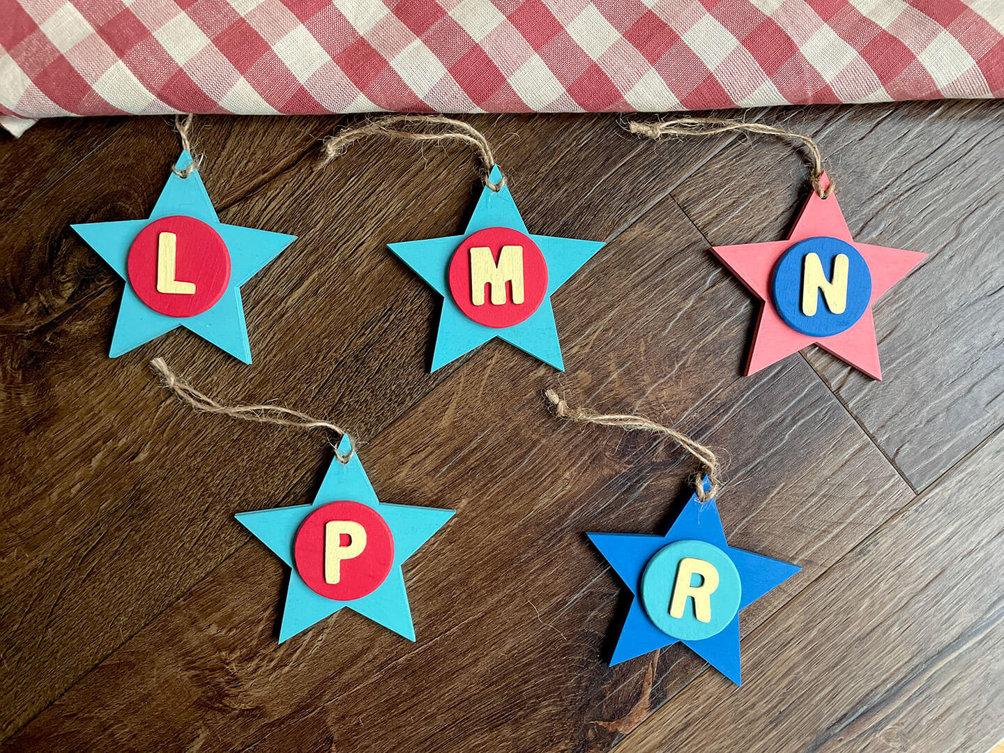 Latin Alphabet Stars Hand Painted Decorative Ornaments or Gift Tags