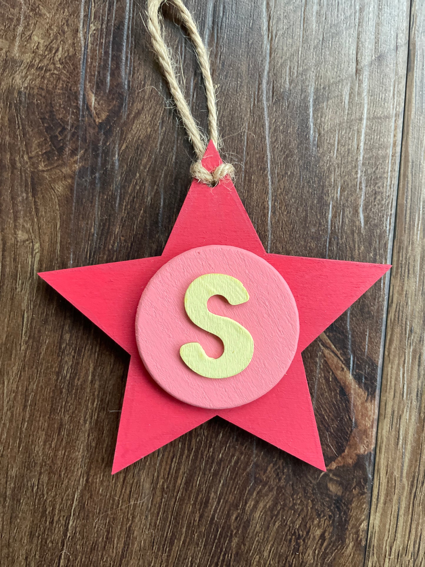 Latin Alphabet Stars Hand Painted Decorative Ornaments or Gift Tags