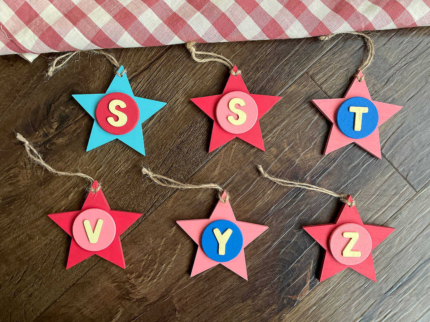 Latin Alphabet Stars Hand Painted Decorative Ornaments or Gift Tags