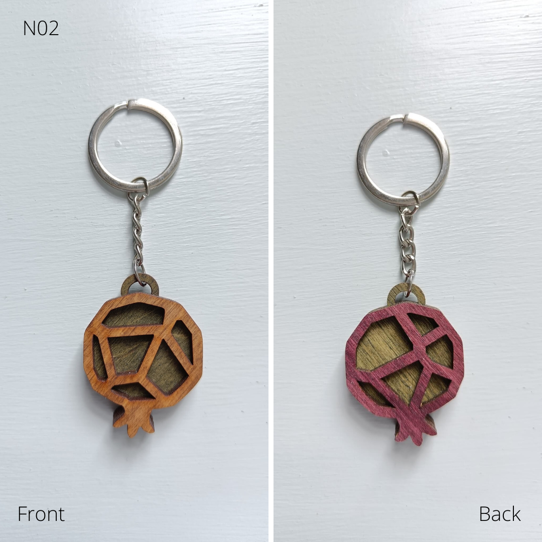 Double Sided Pomegranate Keychain Accessory