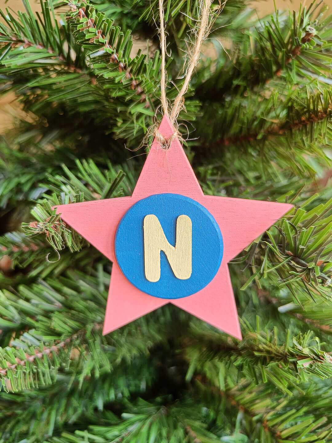 Latin Alphabet Stars Hand Painted Decorative Ornaments or Gift Tags