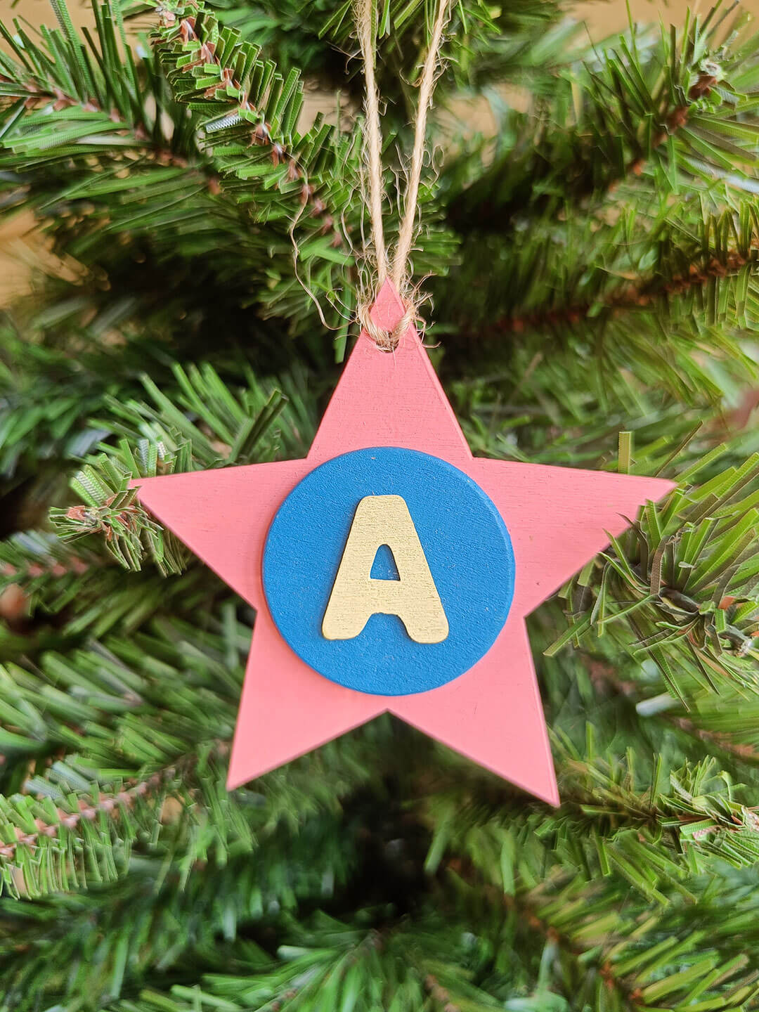 Latin Alphabet Stars Hand Painted Decorative Ornaments or Gift Tags