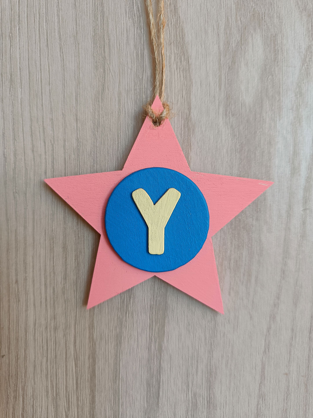 Latin Alphabet Stars Hand Painted Decorative Ornaments or Gift Tags