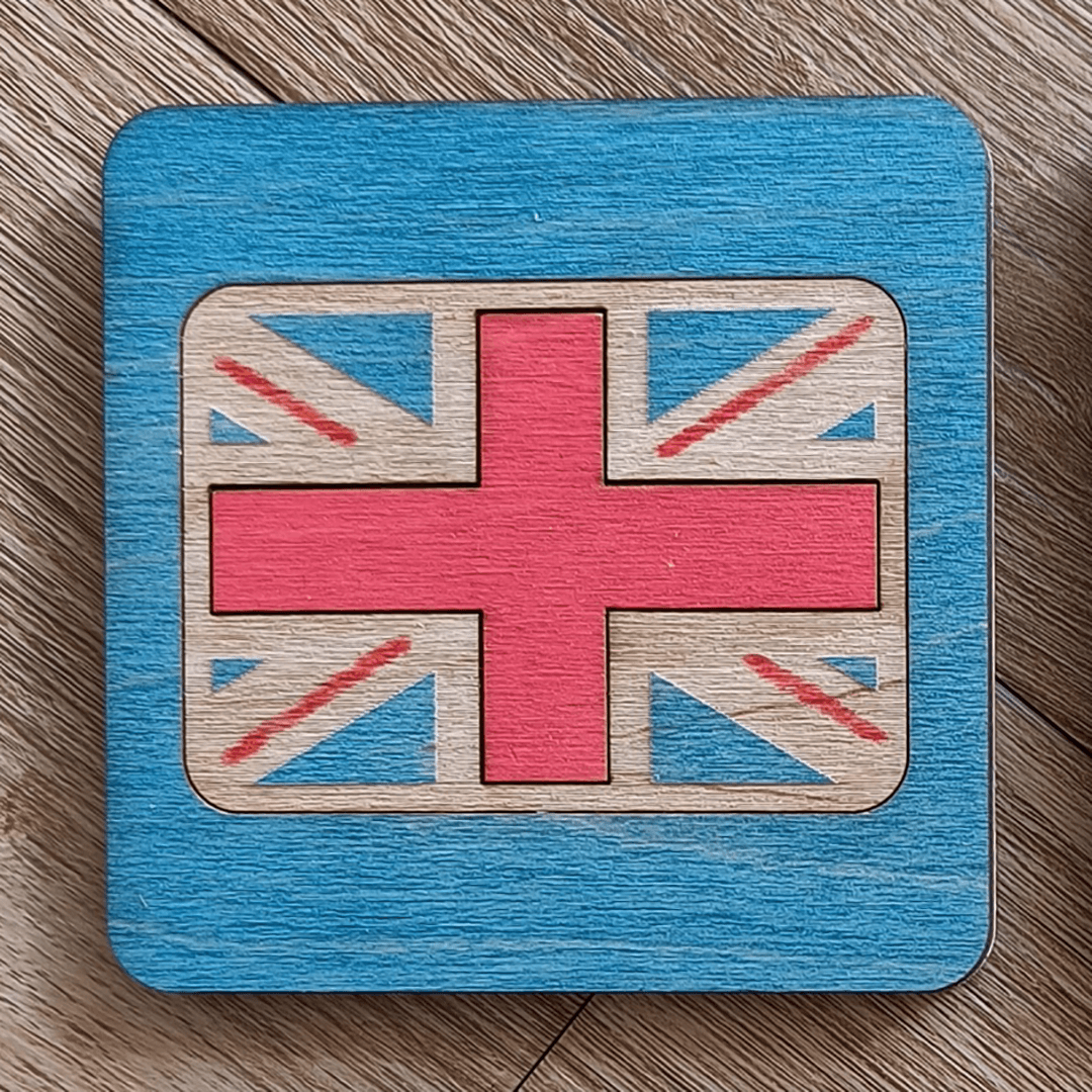 Union Jack Rectangle on Blue Coaster