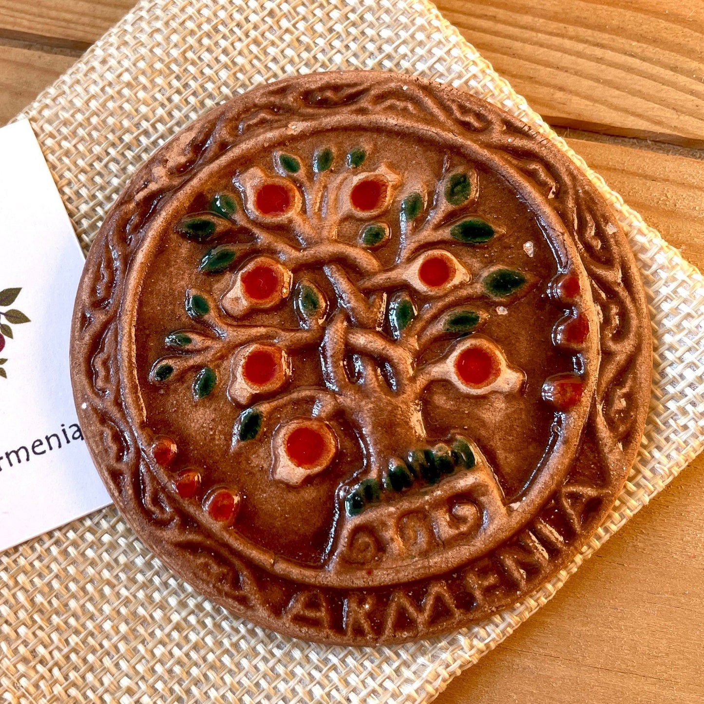 Ceramic Armenia Pomegranate, Tree of Life, and Eternity Magnets