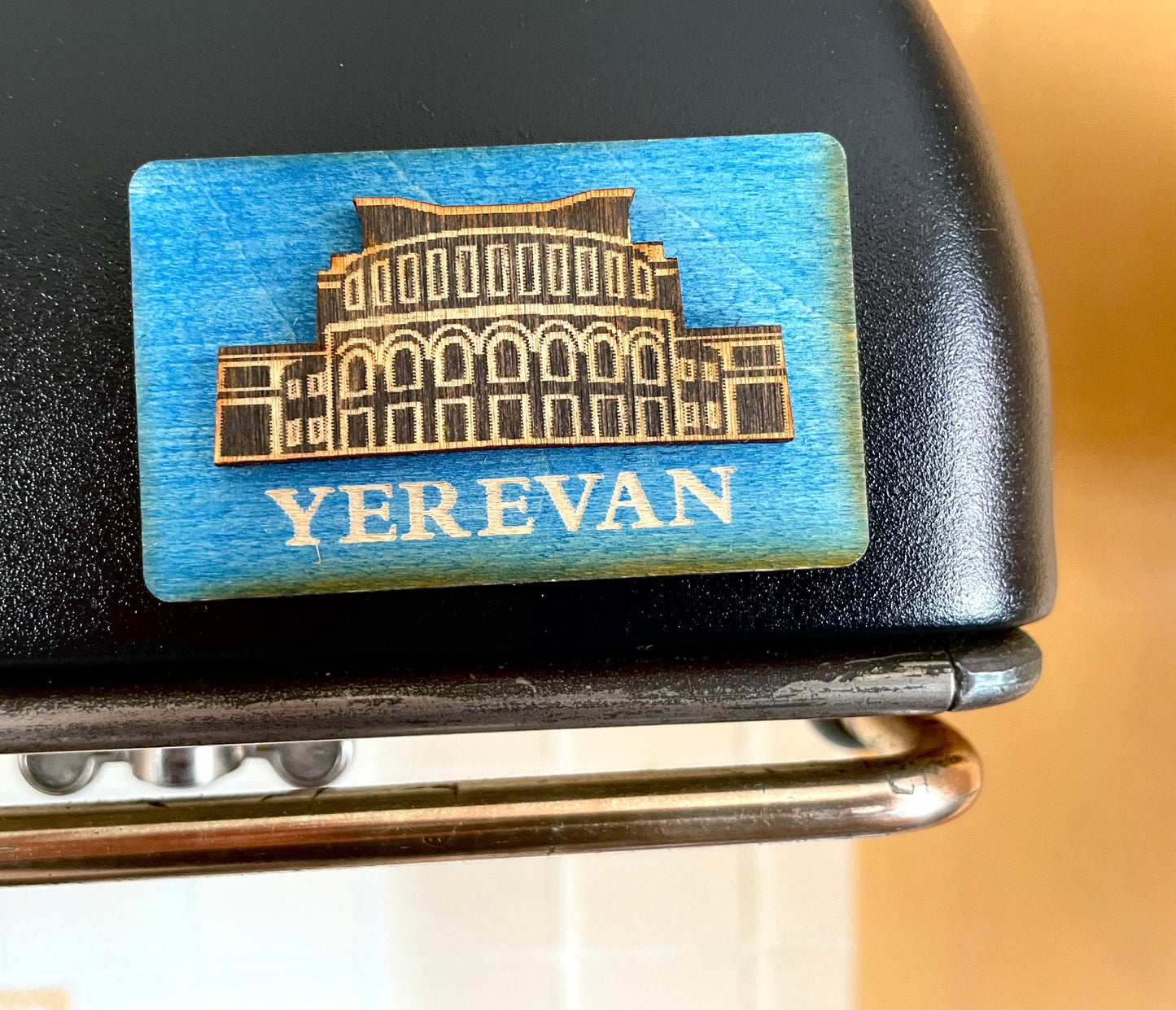 Magnet Yerevan Opera House Motif Wood Rectangular 4cm x 6.5cm