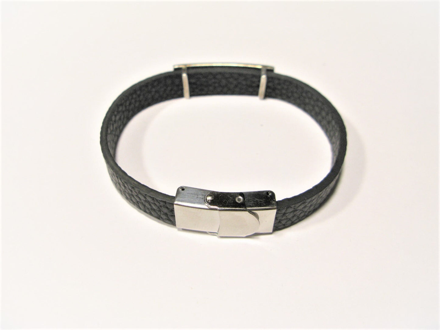 Art Deco 925 Sterling Silver & Leather Bracelet