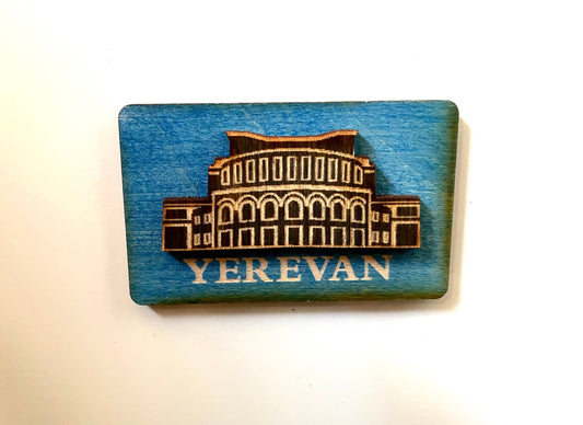 Magnet Yerevan Opera House Motif Wood Rectangular 4cm x 6.5cm