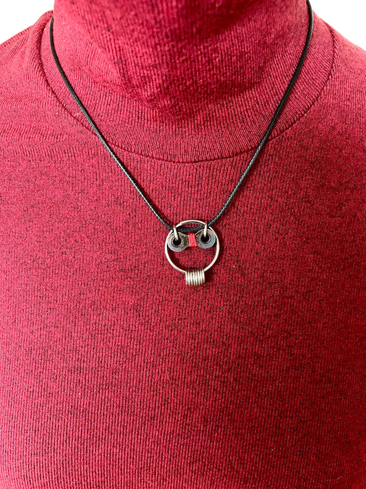 Owl, Upcycled Bicycle Chain and Paracord Pendant and Necklace