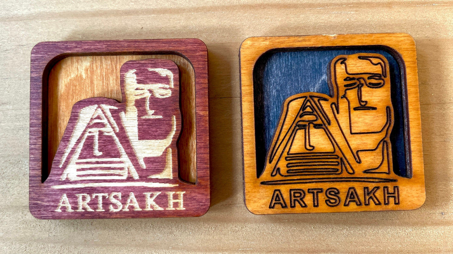 Magnet Artsakh Tatik Papik Wood Square 5cm x 5cm