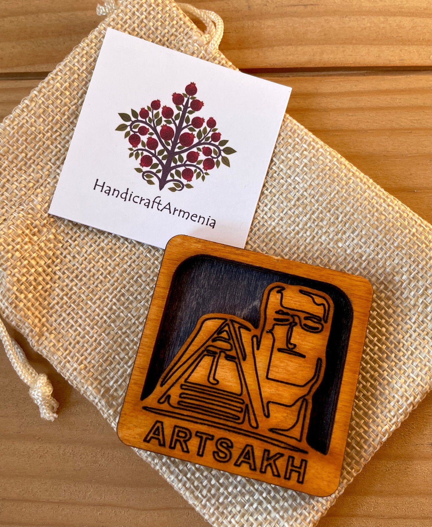 Magnet Artsakh Tatik Papik Wood Square 5cm x 5cm