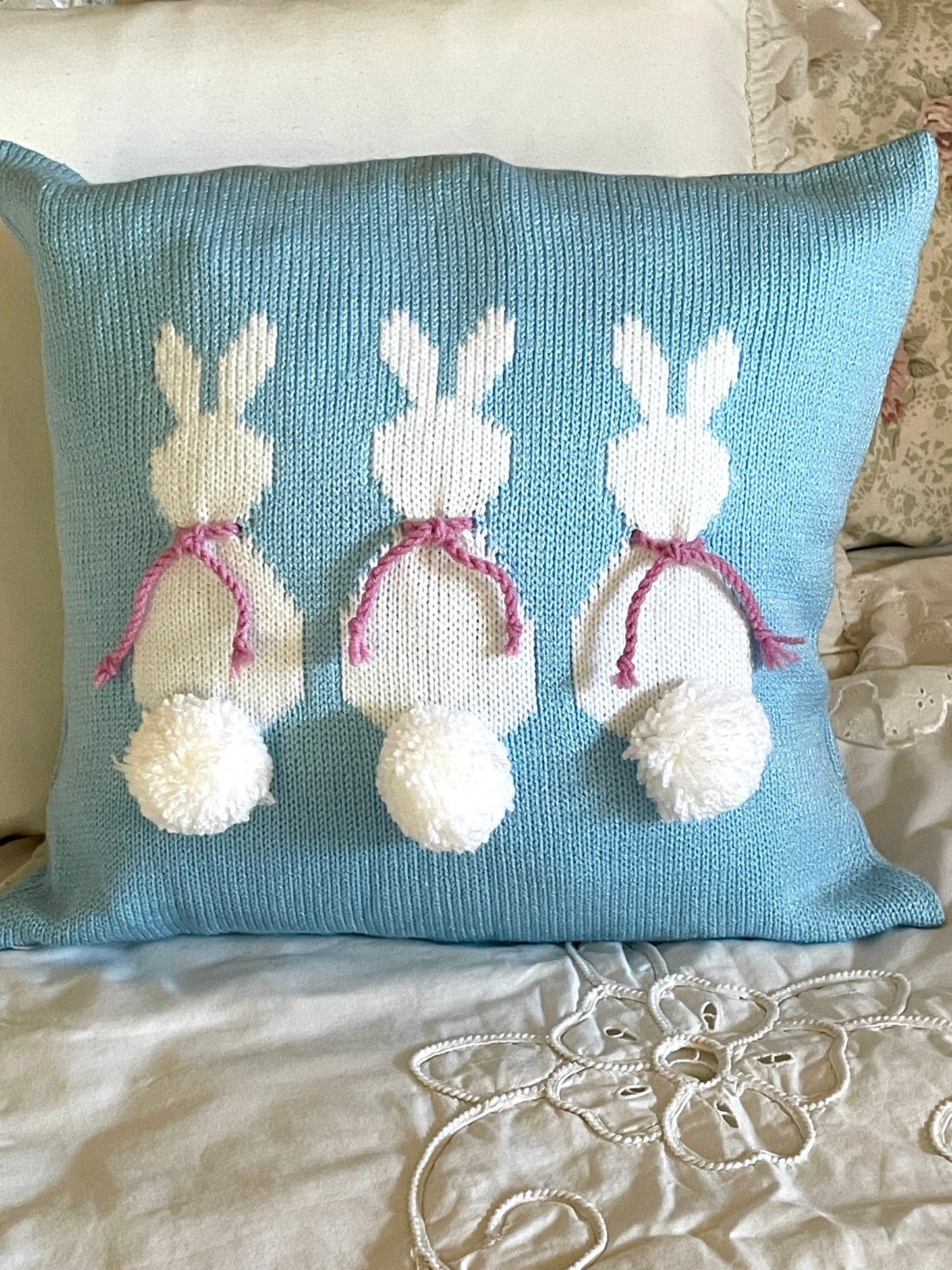 Pom Pom Bunny Rabbits Decorative Cushion