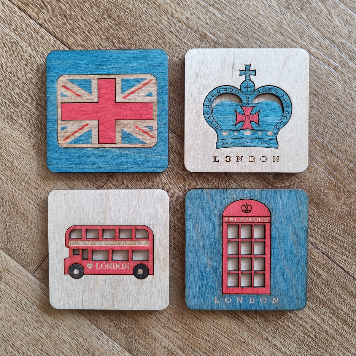 Union Jack Rectangle on Blue Coaster
