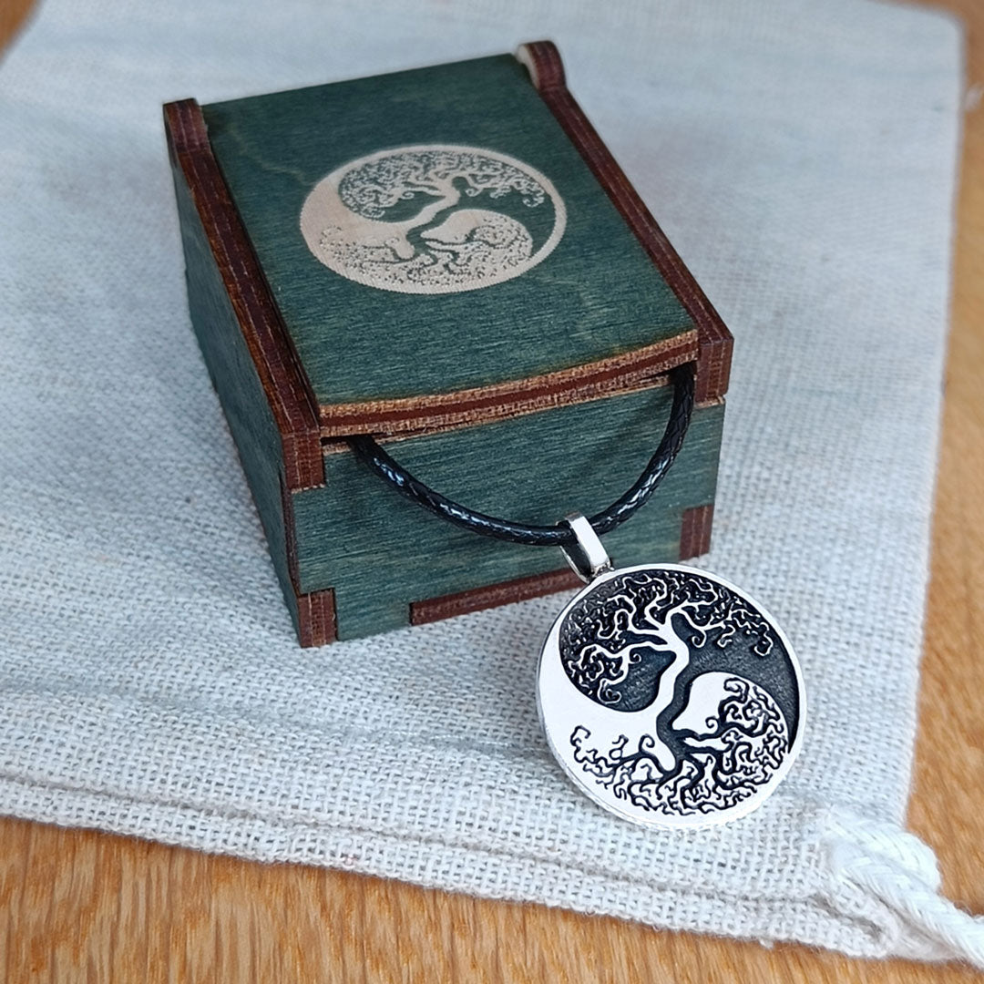 Yin Yang Tree, 925 Sterling Silver Pendant Necklace with Keepsake Box