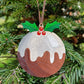 Hand Painted Wood Traditional Christmas Pudding -  Christmas Tree Ornament